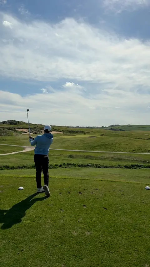 A links fairway in the afternoon